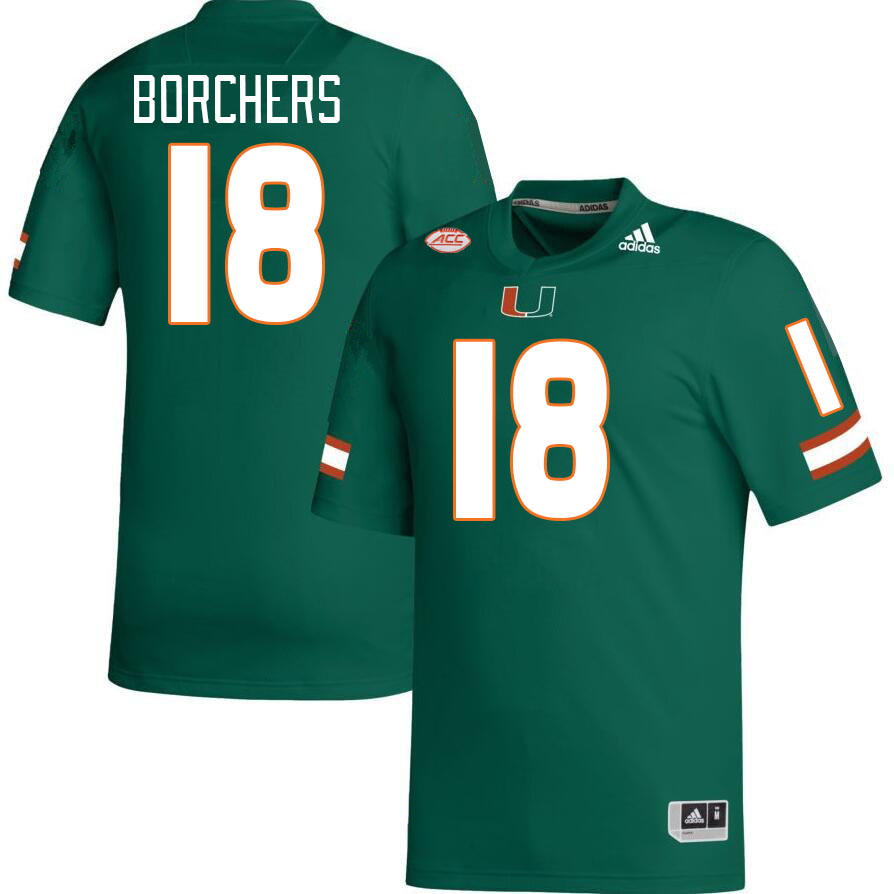 Men #18 Joe Borchers Miami Hurricanes College Football Jerseys Stitched-Green